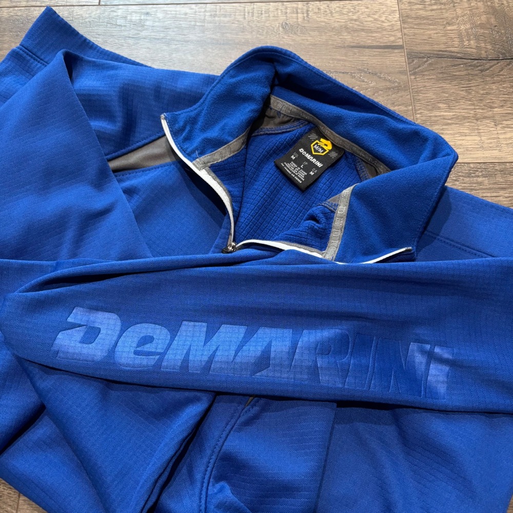 DeMarini Mens Quarter Zip Pullover‎ Royal Blue Grid Heater Fleece Top Medium